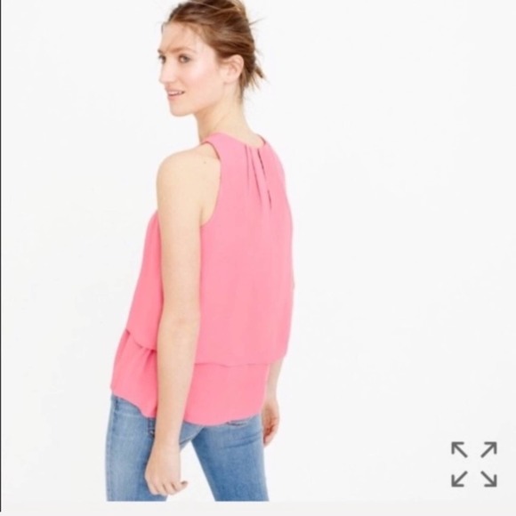 J. Crew Pink Tiered Crepe Top 0 NWT - Picture 3 of 6